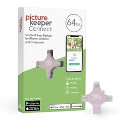 Picture Keeper Connect for iPhone, Android, USB-C, PC & Mac- 64GB USB Stick Backup for Photos, Videos, Contacts, Flash Drive Memory Backup- 64GB, Pink