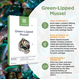 Healthspan Green Lipped Mussel | 120 Capsules | with Vitamin C | Responsibly Sourced | Rich Source of Amino Acids | Glycosaminoglycans