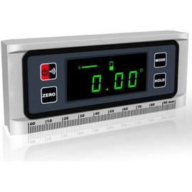 Angle Gauge eOUTIL Digital Protractor Inclinometer Angle Finder with V-Groove Magnetic Base, Precision Bevel for Automobile Woodworking Building Drilling Machinery Masonry