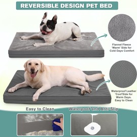 Waterproof Small Dog Bed Crate Pad 24 inch, Washable Puppy Bed Orthopedic with Removable Cover Reversible, Foam Dogs Bed, Cat Bed Kennel Pad 23" x17, Durable Anti-Slip Bottom, Gray