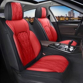 DISUTOGO Car Seat Covers Fit for Ford Ranger 2019-2023 2024 2025(Not Fit Raptor): Full Set 5 Seats Faux Leather Automotive Seat Covers Waterproof Vehicle Seat Cushion Protector (5 Seats, Black&Red)