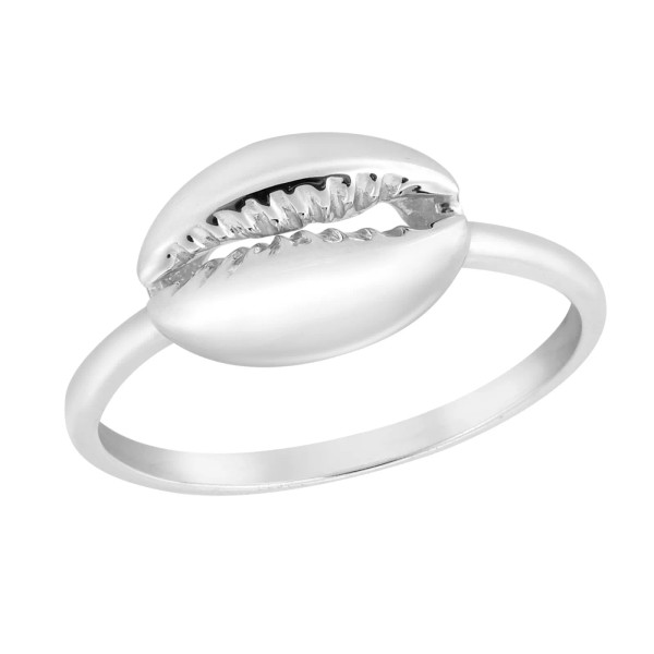 Aeravida Shoreline Cowrie Shell Beach Inspired Sterling Silver Ring-9