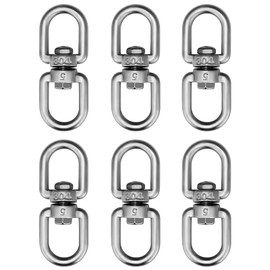 luvtree 6 Pack M5 Stainless Steel 304 Double-Ended Swivel Hooks, Ideal for Hanging Wind Chimes, Garden Lights, Bird Feeders, and Plant Baskets - Perfect for Gardens, Patios, Outdoor Activities