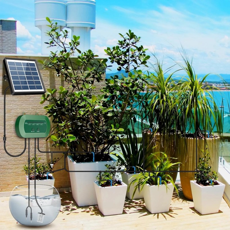 AnseTo Smart Solar Irrigation Kit - 15m Hose,Auto Watering for