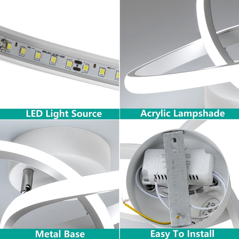 LED Ceiling Light, White, 30 W, 3300 lm, LED Ceiling