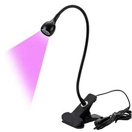 UV Lamp for Gel Nails, Desk Light, Flexible Gooseneck LED Lamp Nails, Mini Portable Nail Lamp with Safety Clip, Rotating 3 W 395 NM Nail Dryer for Curing Nail Glue (Black)