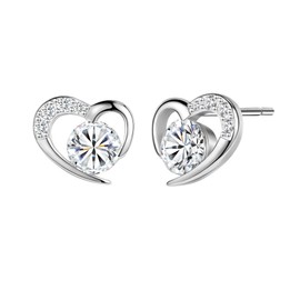 AoedeJ Sterling Silver Heart Earrings for Women Small Heart Earrings Studs Lover Earrings Heart Shaped Earrings for Women, Cubic Zirconia, Cubic Zirconia