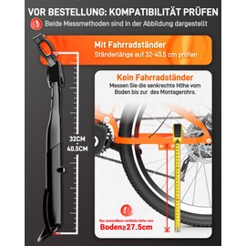 HENMI Pro+ Bicycle Stand 24-29 Inch Height Adjustable Rear Stand for E-Bike, Mountain Bike, Trekking Bike, City Bike, Road Bike