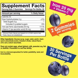 WellYeah Iron Gummies with Vitamin C -Anemia and Cellular Energy Support, Promotes Red Blood Cell Formation - Energy & Immune System Support -Natural Grape Flavor-60 Gummies
