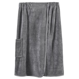Orrpally Women Shower Wrap Robe Bath Body Towel Wrap Spa Bathrobe Adjustable Snap Closure Grey XL