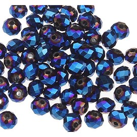Czech Crystal Glass Beads, CZ Bohemian Faceted Rondelle Glass Beads, 4/6/8/10 mm, Choice of Colours (Fire-Polished Blue, 4x3 mm)