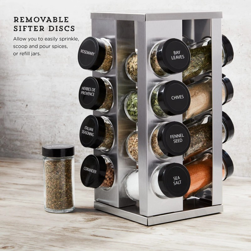 Kamenstein 16 Jar Heritage Revolving Countertop Spice Rack Organizer with