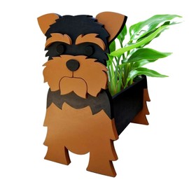 Yorkshire Terrier Dog Shaped Planter Pot - Outdoor Garden Decor Gift