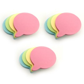 Evergreen Goods 12 Pads Speech-Bubble Shaped Sticky Notes - Pastel Colours, 100 Sheets per Pad (76x76mm) - Fun and Versatile for Reminders, Study Notes, and Gift Tags in Yellow, Pink, Blue, Green