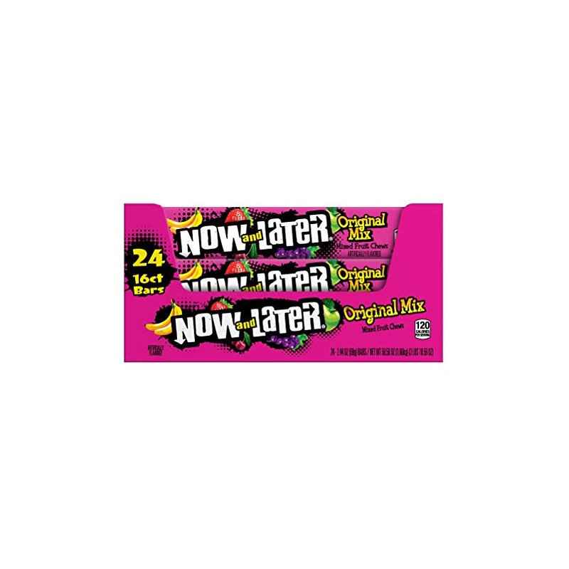 Now & Later 24 Piece Original Taffy Chews Candy, Mixed