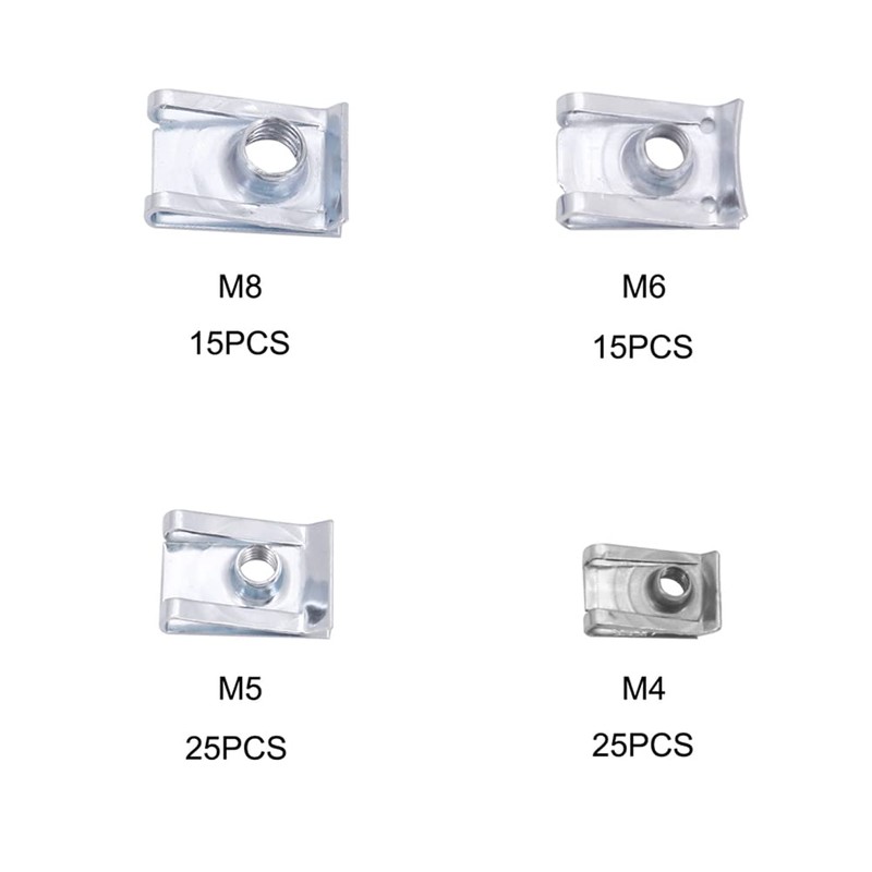 Yuhtech 80 Pcs 4 Size Stainless Steel U Clips M4
