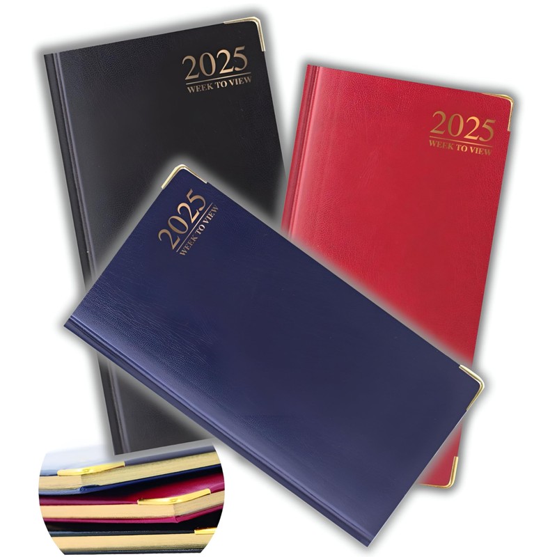 2025 Diary slim line week to view with metal edge
