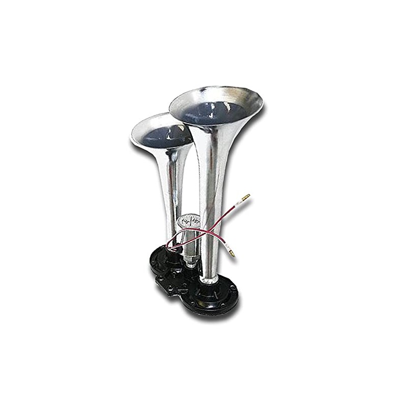 UNIVERSAL CHROME 12V 24V DOUBLE AIR HORN FOR TRUCK LORRY