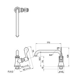SANEI A5311-13 Kitchen Faucet, Lever Handle, 90° Opening/Closing, For Both Inland and Cold Areas