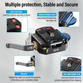 Sirui QC-55 Quick Release Plate for 38mm Square Arca Type and Clamp Base Set, Camera Mount Adapter with 1/4" and 3/8" Thread, Quick Release Mounting Plate for