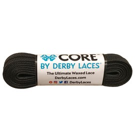 Derby Laces CORE Narrow 6mm Waxed Lace for Figure Skates, Roller Skates, Boots, and Regular Shoes (Black, 72 Inch / 183 cm)