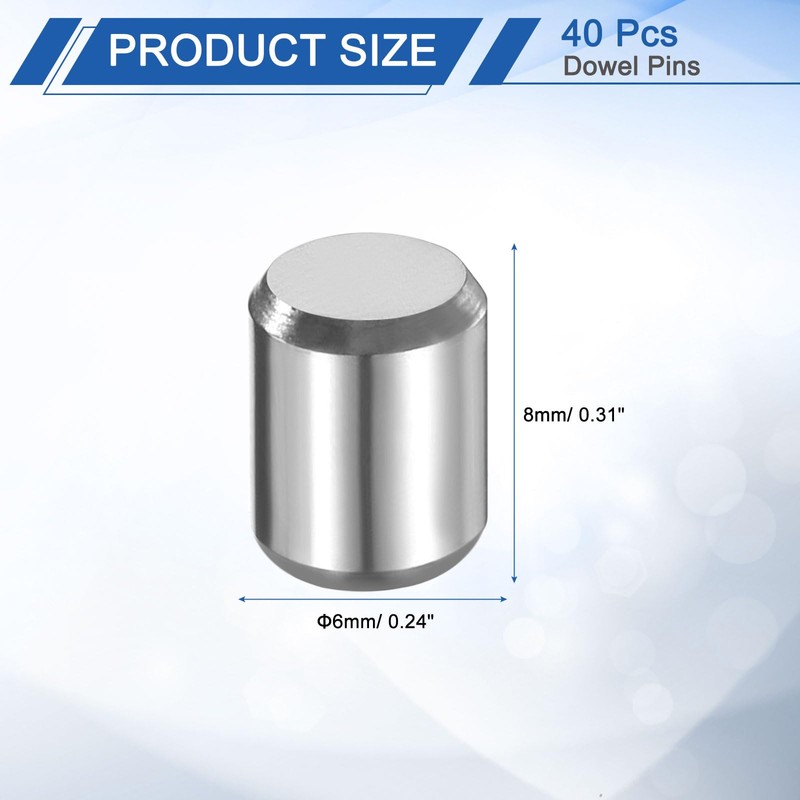 sourcing map 40 Pcs 6 mm x 8 mm Dowel