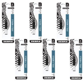 Zebra(R) Ballpoint F-Refills For F-301 Ultra,F-301 Pen, F-301 Compact, F-402 Pen, Fine Point, 0.7 mm, Black (6)