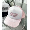 Wigo Women's Numbering Line Stone Mesh Cap, L Pink, Free