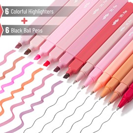 Mr. Pen- Aesthetic Highlighters and Pens No Bleed, 12 Pack, Shades of Pink, Bible Highlighters No Bleed, Black Ink Bible Pens, Highlighter Pens, No Bleed Highlighters for Bibles, Bible Pens