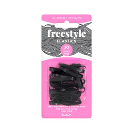 Freestyle Snag Free Elastics, Black, 4 mm, Large (30-Pieces)