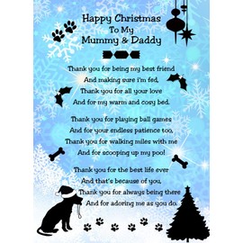 from The Dog Verse Poem Christmas Card (Snowflake, Happy Christmas, Mummy & Daddy) - Special Animal Xmas Card for Her Kids