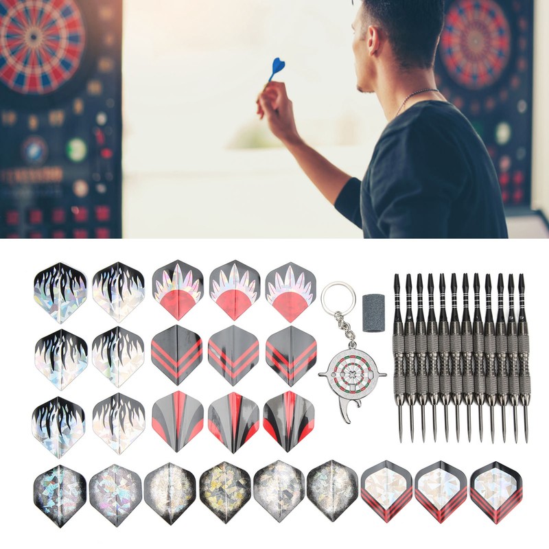 12Pcs Dart Set Stainless Steel Tip Anti Fall Competitive Entertaining