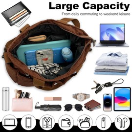 Tokeya Women's Handbag, Corduroy Shoulder Bag, Women's Medium Tote Bag with Multiple Pocket Compartments, Corduroy Crossbody Bag, Women Shopper Shoulder Bag for Work, Office, Travel, Shopping, School,