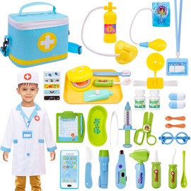 MELAND Doctors Set for Kids, 32 PCS Dentist Toys for Kids with Oversized Teeth, Doctor Costume, Doctor Role Play Toys for 3 to 8 Year Old Boys Girls Gift