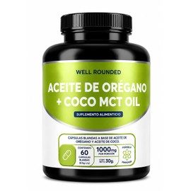 Aceite De Orégano  Aceite De Coco 60 Capsulas (1000 mg por Porción) Well Rounded                                                                      