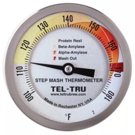 Lion Brewing Solutions Tel-Tru Step Mash Thermometer | 30" Stem | 3" Dial Face - All Grain Brewing