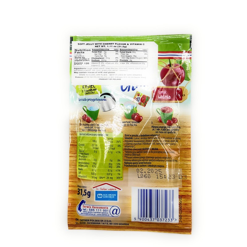 Dr Oetker Slodka Chwila Kisiel Cherry 5-pack 5x31.5g/5x1.1oz Eastern European