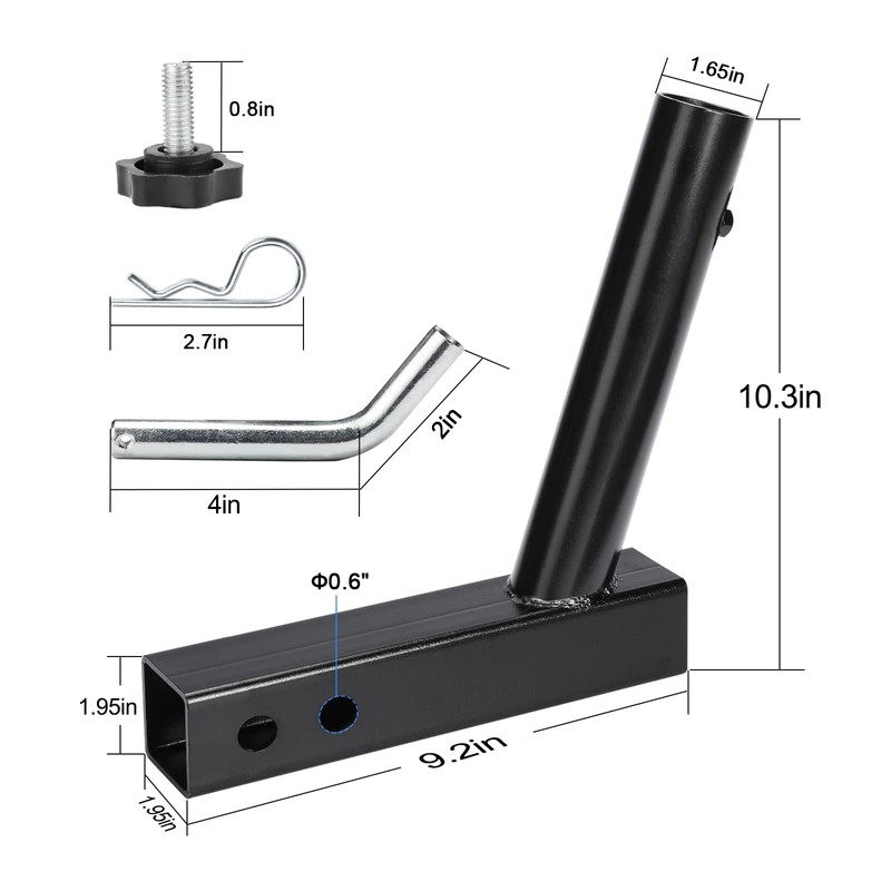 DenForste Hitch Flag Pole Holder, Flagpole Hitch Mount Universal, Angled