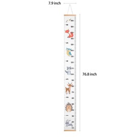zalati Height Chart Measuring Ruler Canvas with Wood Hanging Holder for Bedroom Nursery Wall Décor
