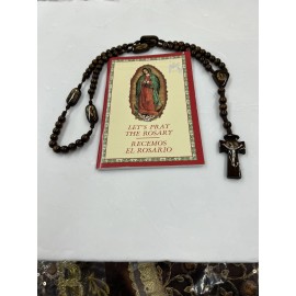 Let's Pray The Rosary Recemos El Rosario Book Libro Brown Wood Guadalupe Set New