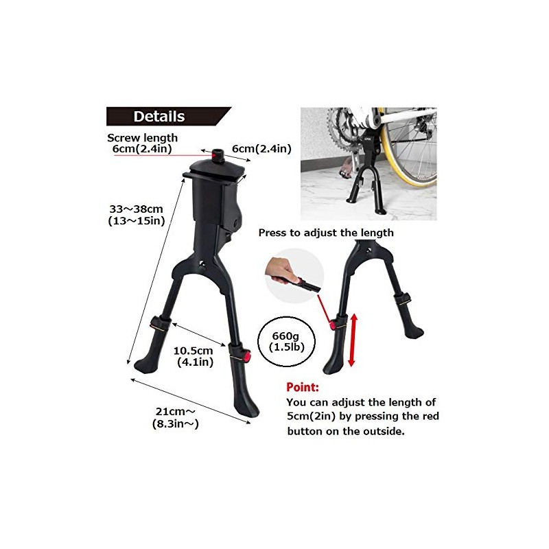 GORIX Bike Kickstand Side Road Mountain Bicycle Adjustable Portable (Flamingo(Global
