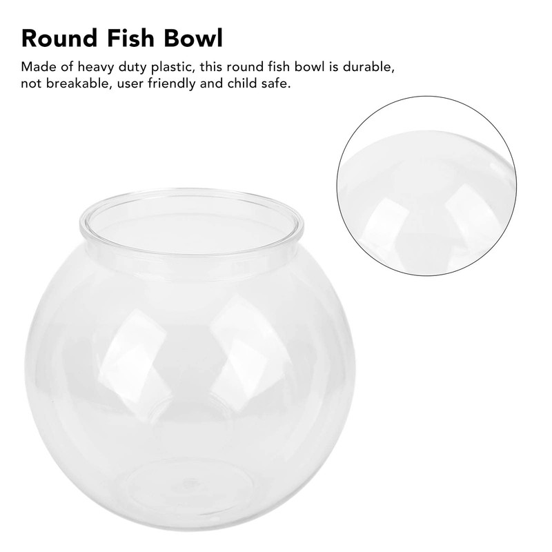 Fish Bowls, Sturdy Small Round Aquarium Made of Plastic, Versatile,