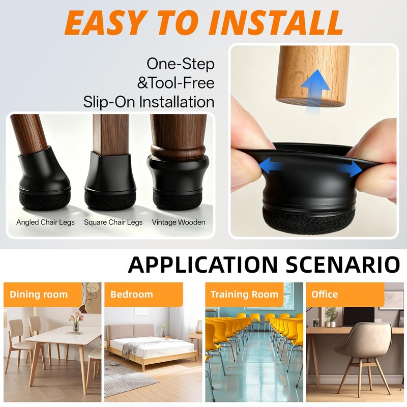 Chair Leg Floor Protectors,Furniture Felt Pads Caps,Upgraded Thickened