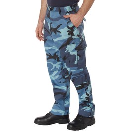 Rothco Color Camo Tactical BDU Pants - Rugged Outdoor Hiking Cargos Uniform Pant (US, Alpha, Medium, Regular, Regular, Sky Blue Camo)