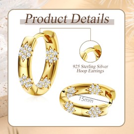 MILACOLATO Small Gold Hoop Earrings for Women 925 Silver 14K Gold Plated Silver Hoop Earring Hypoallergenic,Huggie,Tiny,Sleeper Earings for Women Girls Whith Box