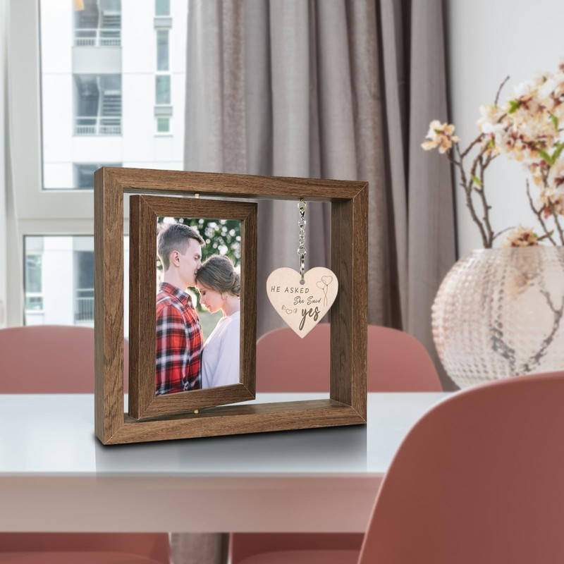 EYITUPC He Asked She Said Yes Engagement Gifts Photo Frame,