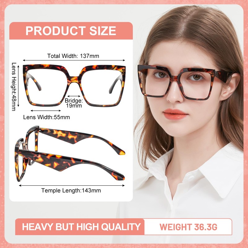 MARE AZZURO Oversized Reading Glasses Women Fashion Large Square Readers