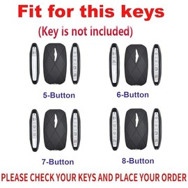 TECART Leather 8-Button Key Fob Cover Fit for Genesis GV60 GV80 G70 G90 2025 2024 2023 Remote Key Fob Case Holder Protector Accessories with Keychain Black