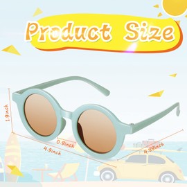 Frienda 6 Pairs Kids Round Sunglasses Cute Circle Sunglasses for Baby Toddler Infant Polarized Frame Sunglasses Retro Outdoor Glasses (Cool Colors)