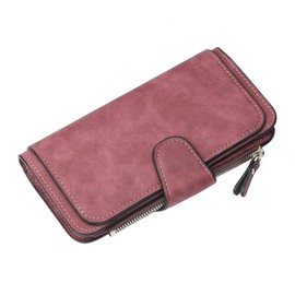M.K ZIZZYPOP Wallet Women Large with Zipper Pocket | ​Travel Wallet​ for ​Cash Management​ | ​Leather Wallets for Women​ Slim ​Card Holder​ (Wine Red)